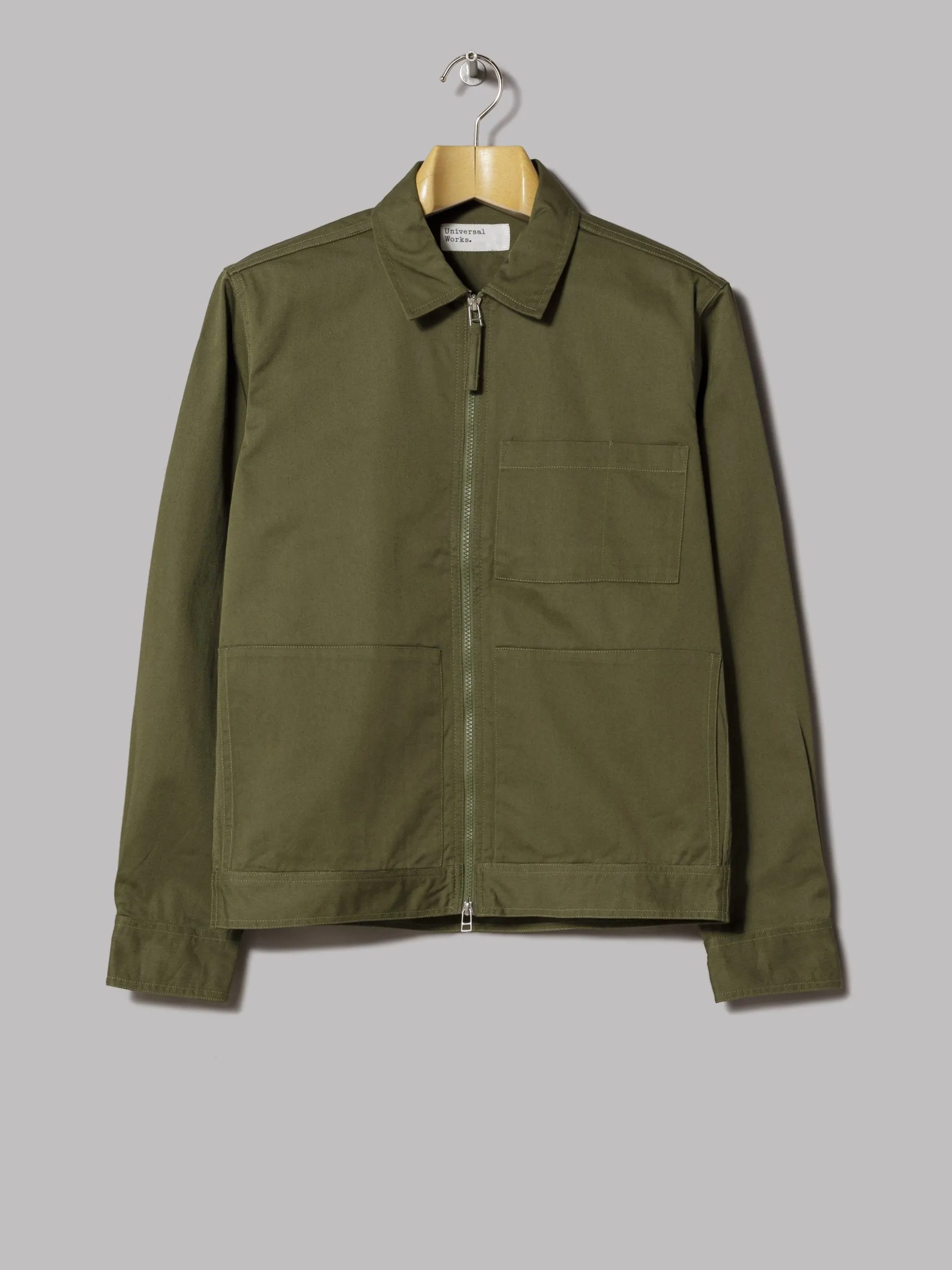 Universal Works Zip Uniform Jacket (Light Olive Twill)