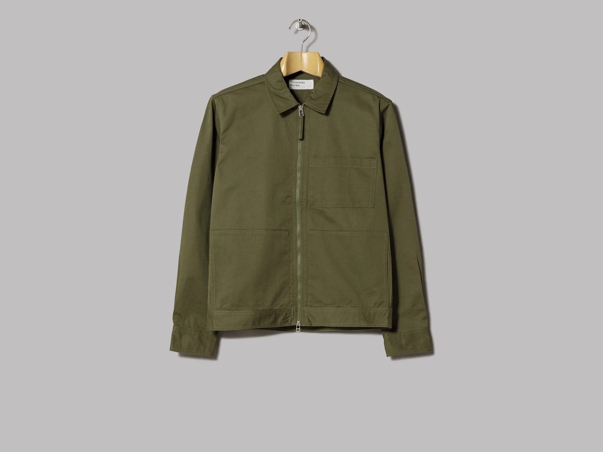 Universal Works Zip Uniform Jacket (Light Olive Twill)