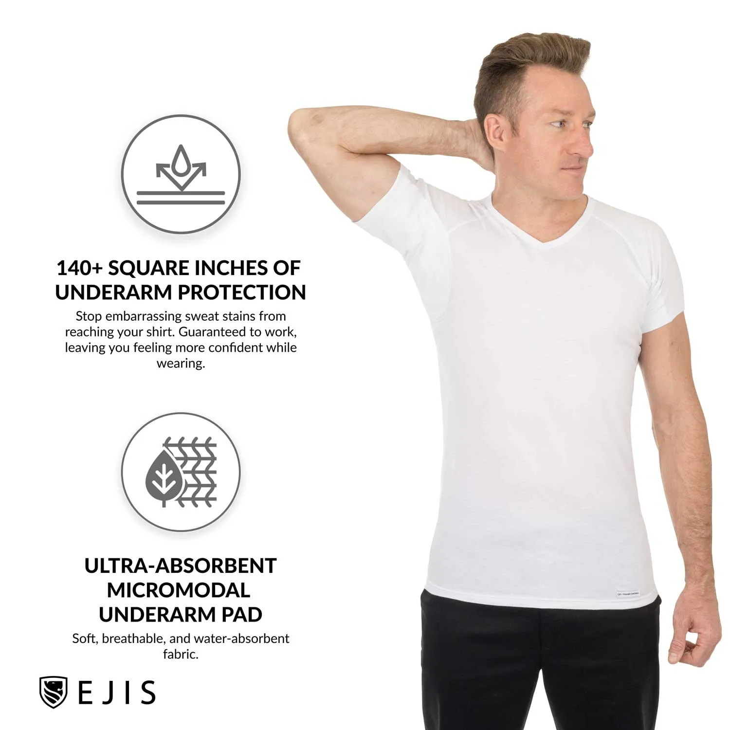 V-Neck Cotton Sweat Proof Undershirt For Men - Mix 6-Pack (2x White, Black, Grey)