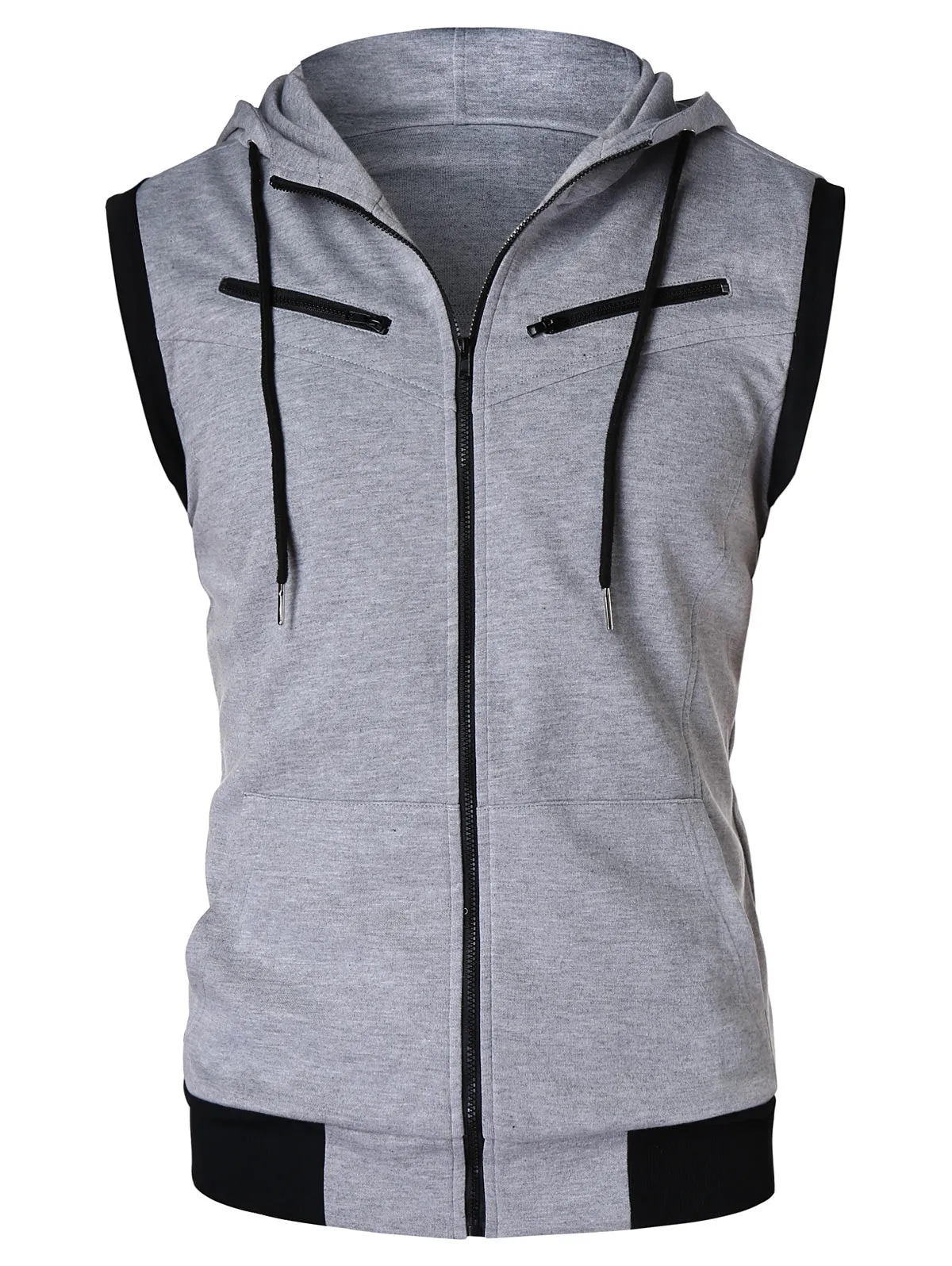 Zipper Sleeveless Hooded Tank Top